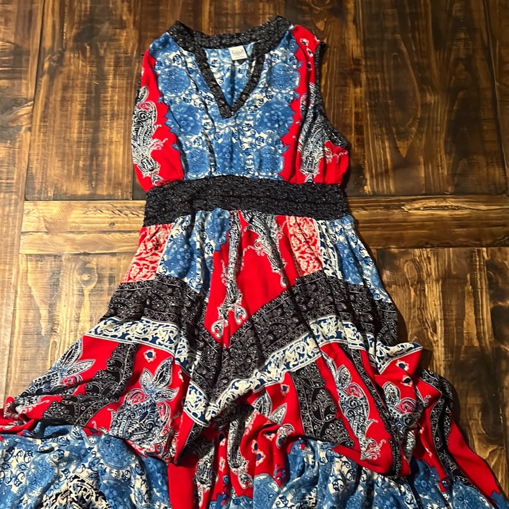 Size L boho asymmetrical bottom dress EUC